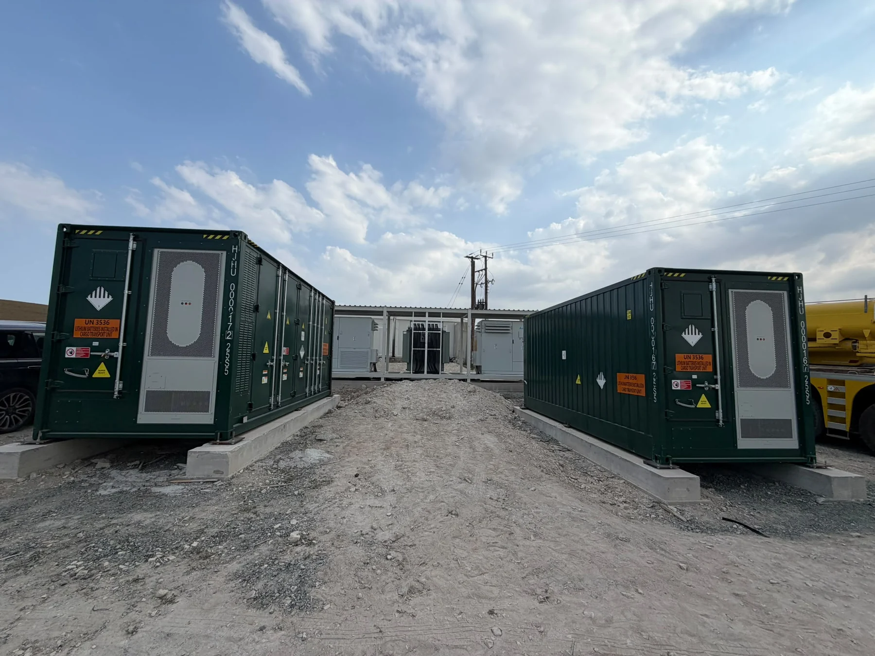 Battery energy storage containers installed on concrete foundations